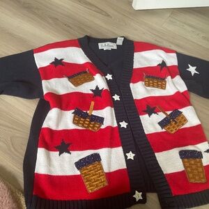Vintage Longaberger basket sweater Womens L, American flag collectible